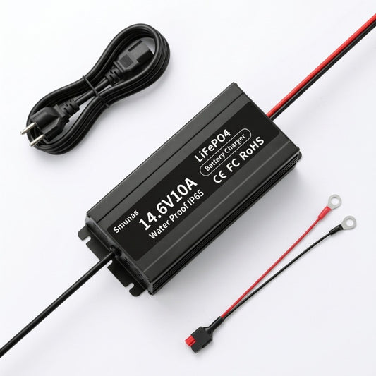 Smunas 14.6V10A Water Proof LiFePO4 Battery Charger for marine, boat, RV and more