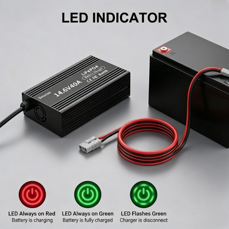 Smunas 14.6V40A  Lithium Battery Charger Perfect for 12V LiFePO4 Battery,RVs ,Homes and more .