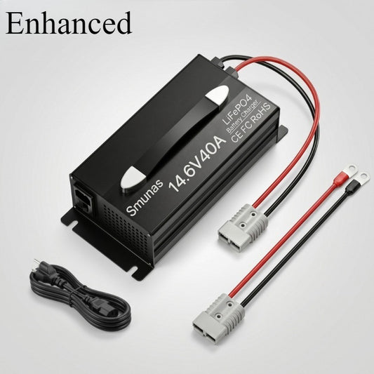 Smunas 14.6V40A LiFePO4 Battery charger,0V battery recovery for RV, solar and off-grid use