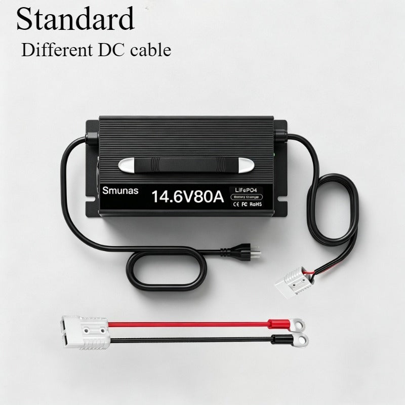 Smunas 14.6V 80A Smart LiFePO4 Charger with 3-Stage Charging 0V Battery Activation.