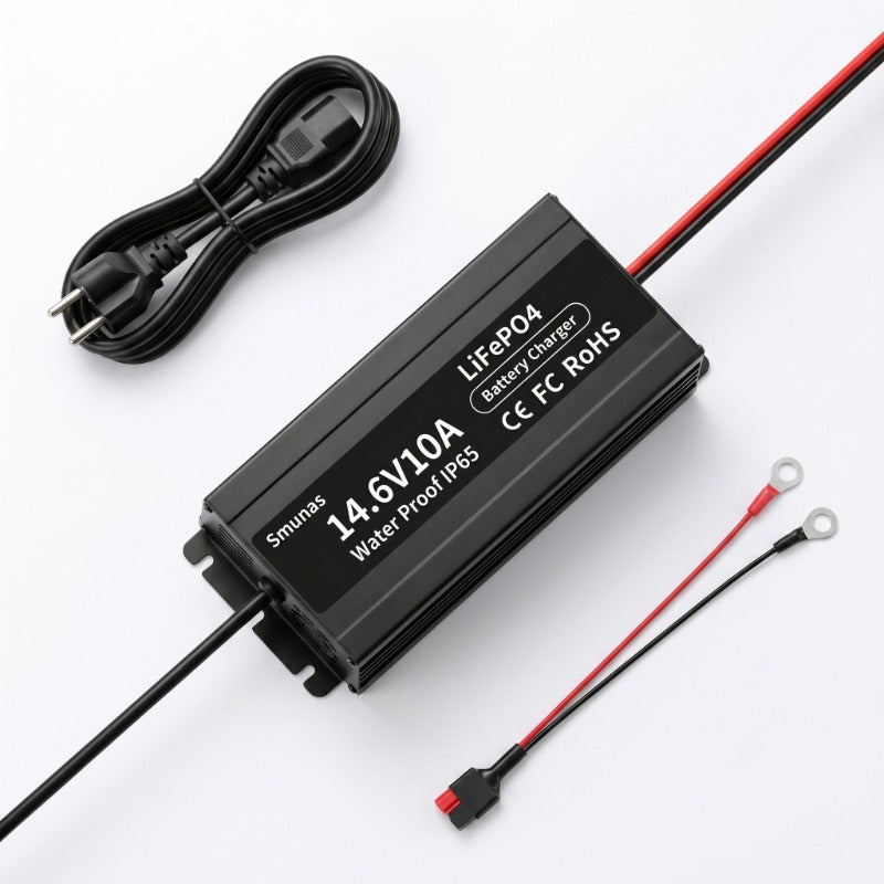 Smunas 14.6V10A Water Proof  LiFePO4 Battery Charger  for marine, boat, RV and more