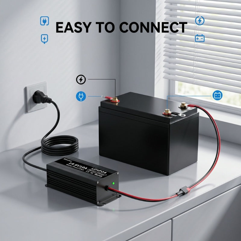 Smunas 14.6V10A Water Proof  LiFePO4 Battery Charger  for marine, boat, RV and more