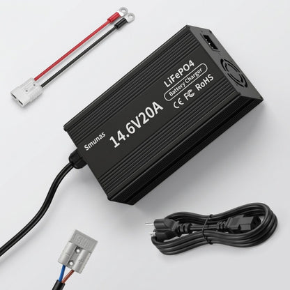 Smunas 14.6V20A LiFePO4 Smart Charger for 12V (12.8V) LiFePO4 batteries RVs ,Homes