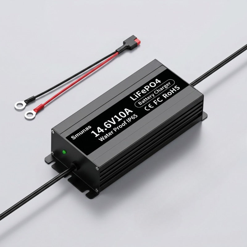 Smunas 14.6V10A Water Proof  LiFePO4 Battery Charger  for marine, boat, RV and more