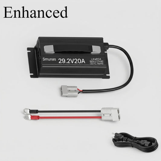 Smunas 29.2V20A LiFePO4 Battery Charger, Fast Charging ,0V battery recovery,5 Safety Protections
