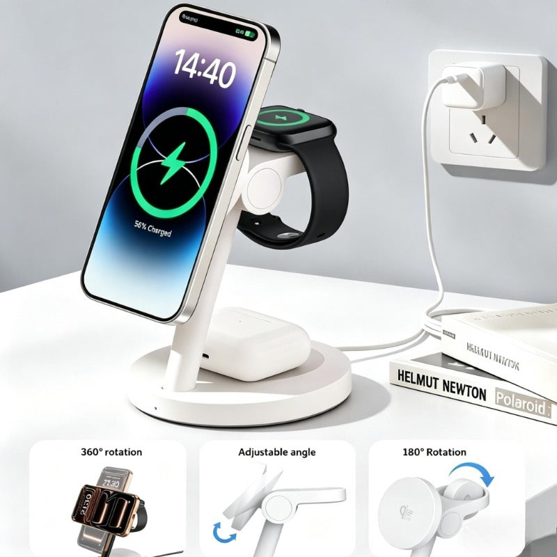 Smunas  Qi2 25W MagSafe 3-in-1 Wireless Charging Station for Apple and Samsung