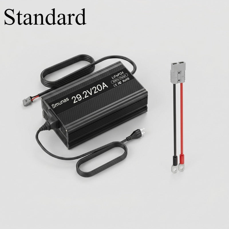 Smunas 29.2V20A LiFePO4 Battery Charger, Fast Charging ,0V battery recovery,5 Safety Protections