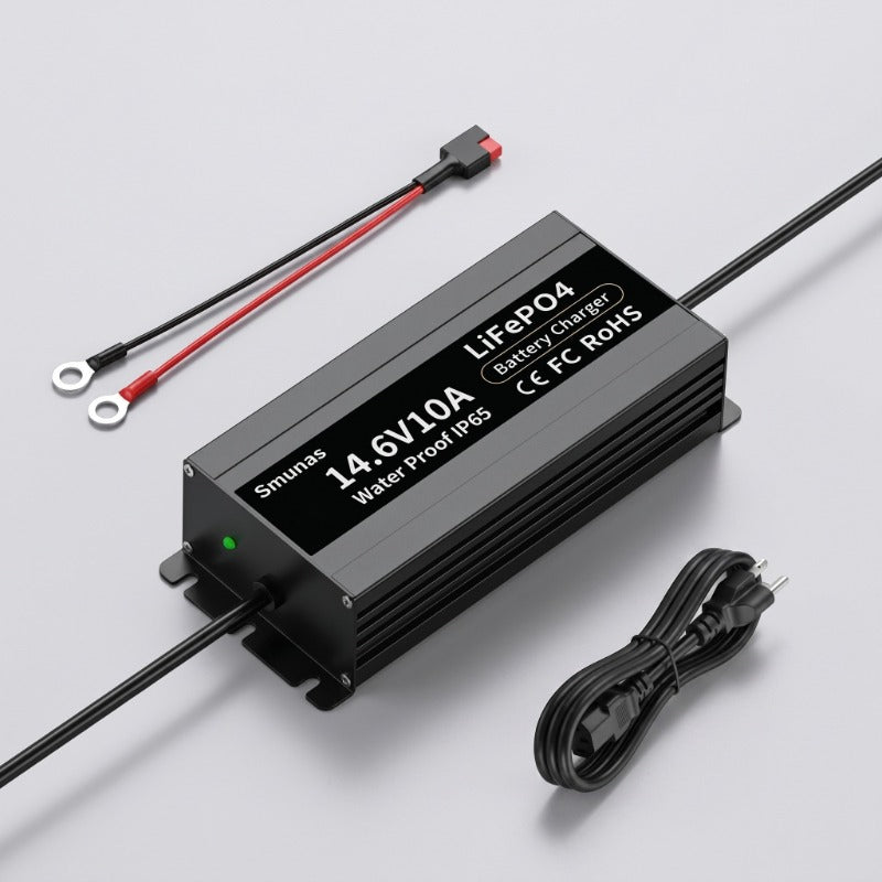 Smunas 14.6V10A Water Proof  LiFePO4 Battery Charger  for marine, boat, RV and more