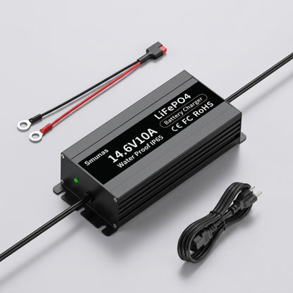 Smunas 14.6V10A Water Proof  LiFePO4 Battery Charger  for marine, boat, RV and more