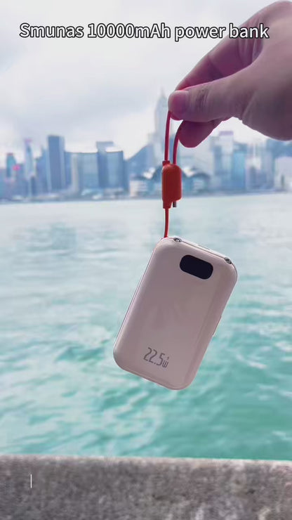 Smunas ultra-thin Power Bank with Handle  and Flashlight ,10000mAh,PD22.5W,Fast charging for Phone,iPad and more