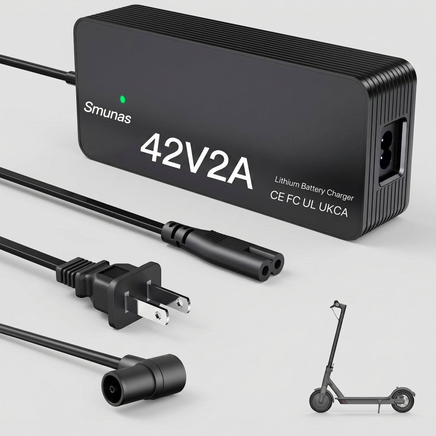 Smunas 42V2A Charger for 36V Lithium Batteries,UL Certified for Xiaomi ,Segway,Ninebot