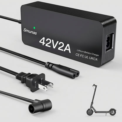 Smunas 42V2A Charger for 36V Lithium Batteries,UL Certified for Xiaomi ,Segway,Ninebot