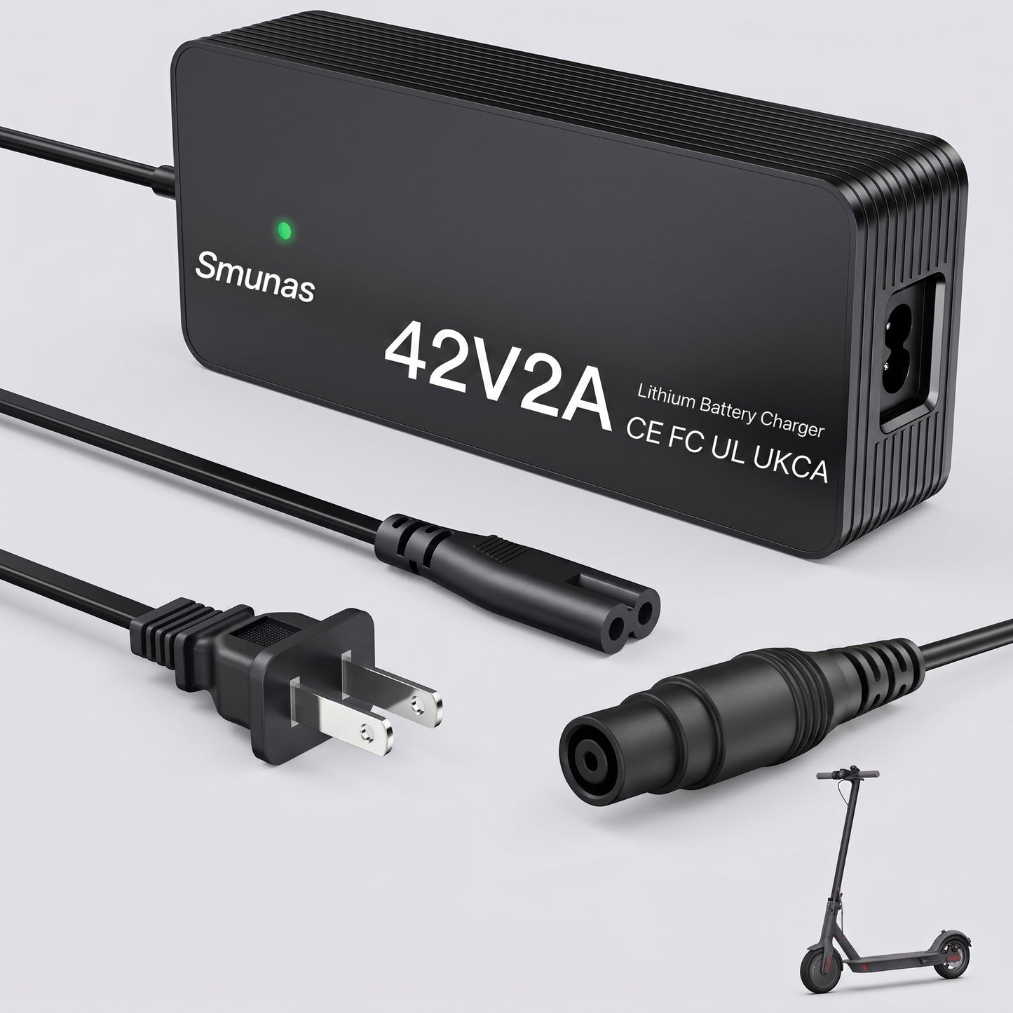 Smunas 42V2A Charger for 36V Lithium Batteries,UL Certified for Xiaomi ,Segway,Ninebot